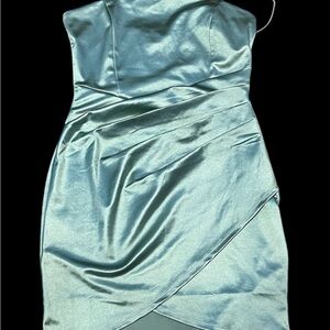 Elegant Satin Sage Green Dress